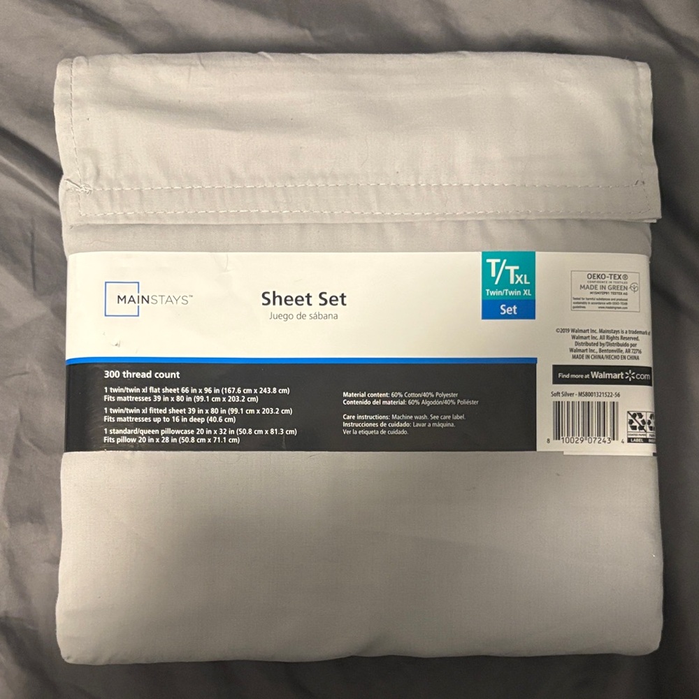 Mainstays Light Gray Sheet Set